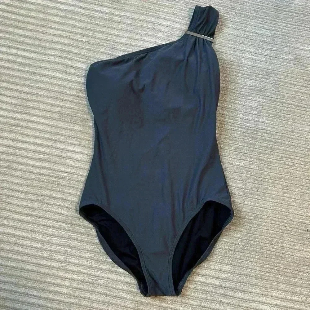 Michael Kohrs one peice one shoulder grey swimsuit - Picture 2 of 6